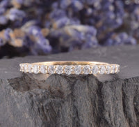 0.75 CT Round Cut CZ Diamond Yellow Gold Over On 925 Sterling Silver Half Eternity Women Wedding Band Ring