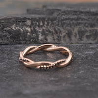 1.20 CT Round Cut Black Diamond Rose Gold Over On 925 Sterling Silver Infinity Promise Gift Ring