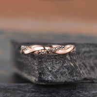 1.20 CT Round Cut Black Diamond Rose Gold Over On 925 Sterling Silver Infinity Promise Gift Ring