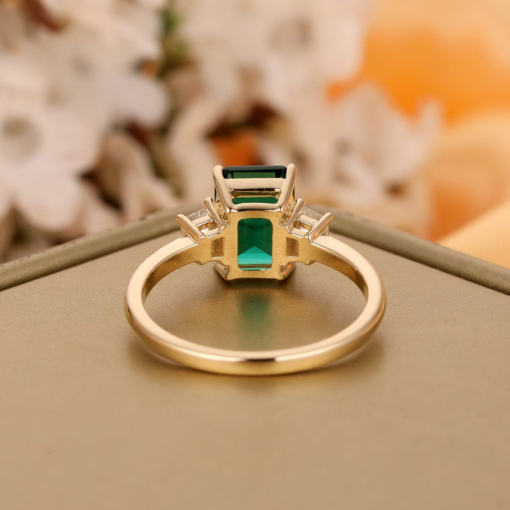 1 CT Sterling Silver Emerald Cut Diamond Women Engagement Promise Ring
