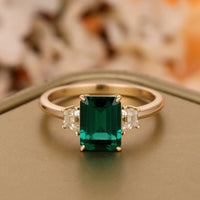 1 CT Sterling Silver Emerald Cut Diamond Women Engagement Promise Ring