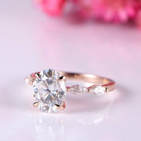 1 CT Oval Cut Rose Gold Over On 925 Sterling Silver Solitaire W/Accents Engagement Ring