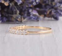 0.75 CT Round Cut CZ Diamond Yellow Gold Over On 925 Sterling Silver Half Eternity Women Wedding Band Ring