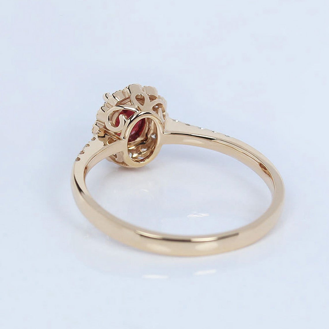 1 CT Oval Cut Ruby Diamond 925 Sterling Silver Halo Wedding Ring Jewelry For Women