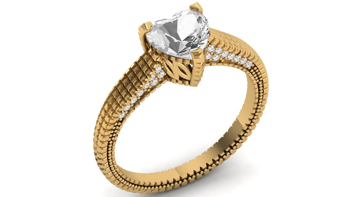 1 CT 925 Sterling Silver Heart Cut Diamond Women Gift Anniversary Ring