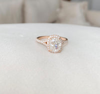 1 CT Cushion Cut Rose Gold Over On 925 Sterling Silver Halo Engagement Ring