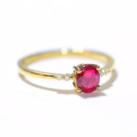 1 CT Oval Cut Pink Ruby Diamond Yellow Gold Over On 925 Sterling Silver Solitaire With Accents Ring