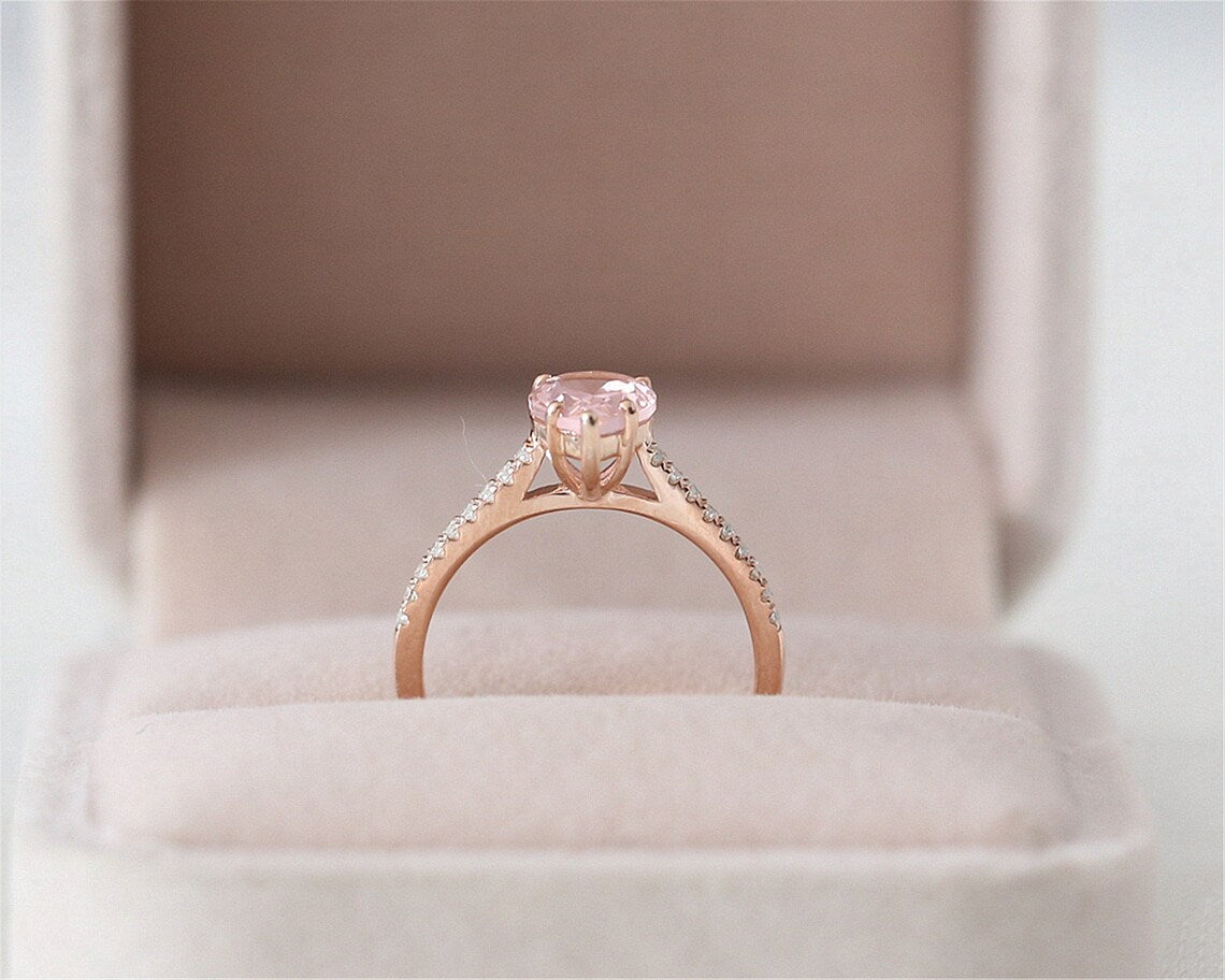 1.75 Ct Pear Cut Pink Morganite 925 Sterling Silver Solitaire W/Accents Engagement Ring