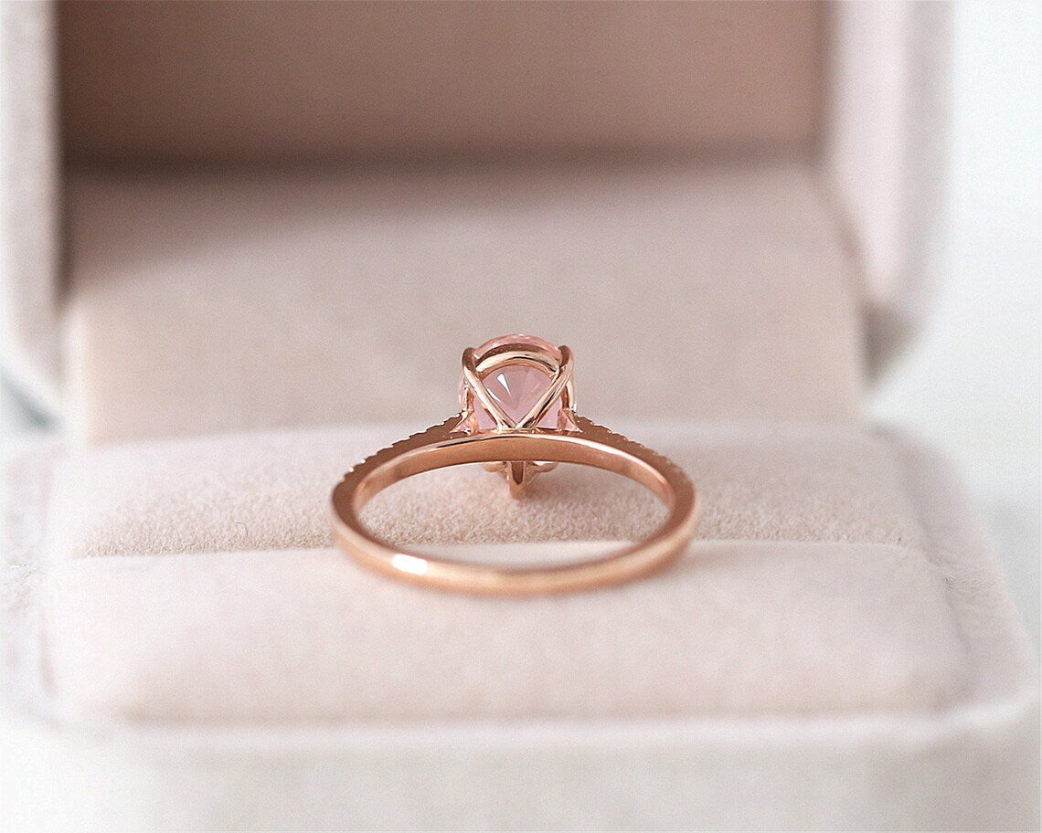 1.75 Ct Pear Cut Pink Morganite 925 Sterling Silver Solitaire W/Accents Engagement Ring