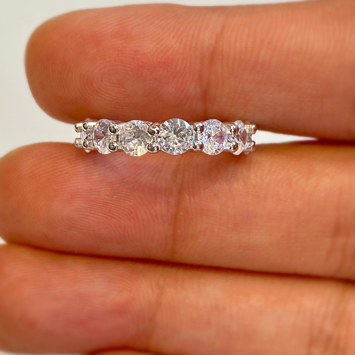 1 CT Round Cut CZ Diamond 925 Sterling Silver Full Eternity Band Ring