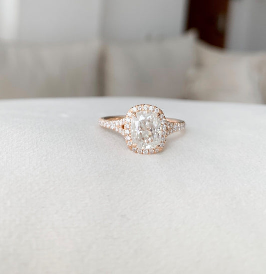 1 CT Cushion Cut Rose Gold Over On 925 Sterling Silver Halo Engagement Ring