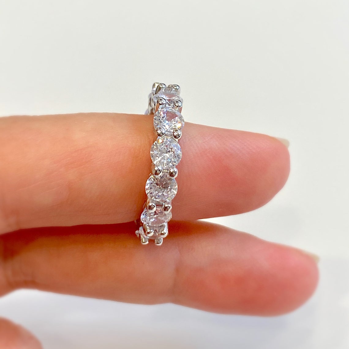 1 CT Round Cut CZ Diamond 925 Sterling Silver Full Eternity Band Ring