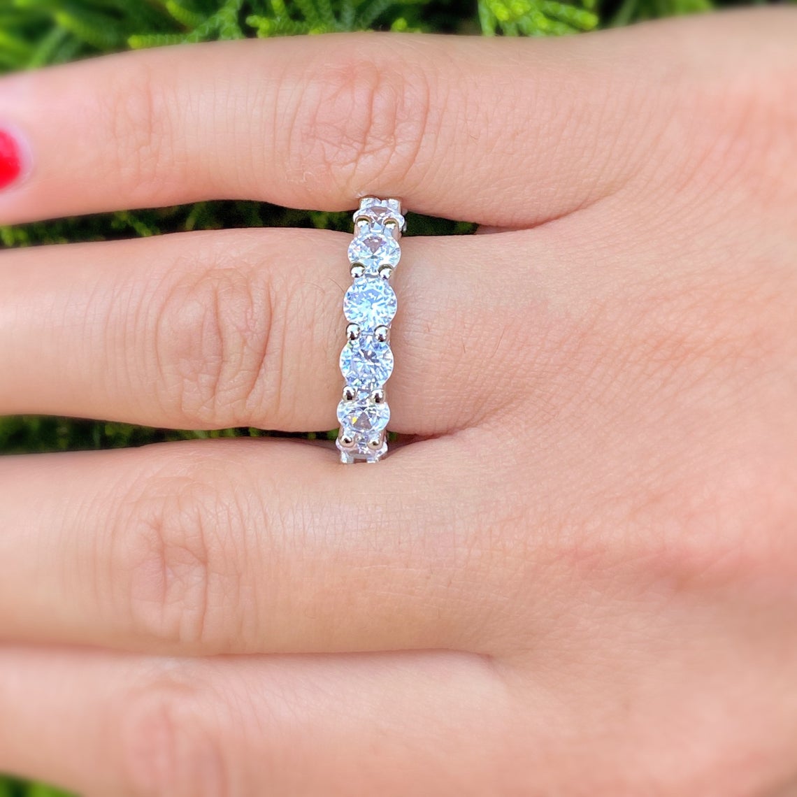 1 CT Round Cut CZ Diamond 925 Sterling Silver Full Eternity Band Ring