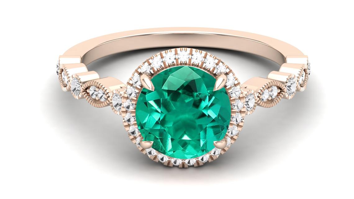 2 CT Round Cut Green Emerald Diamond 925 Sterling Silver Engagement Birthday Ring Gift For Her - atjewels.in