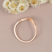 1.20 Ct Pear & Round Cut White CZ Rose Gold Over On 925 Sterling Silver V Shape Band Ring