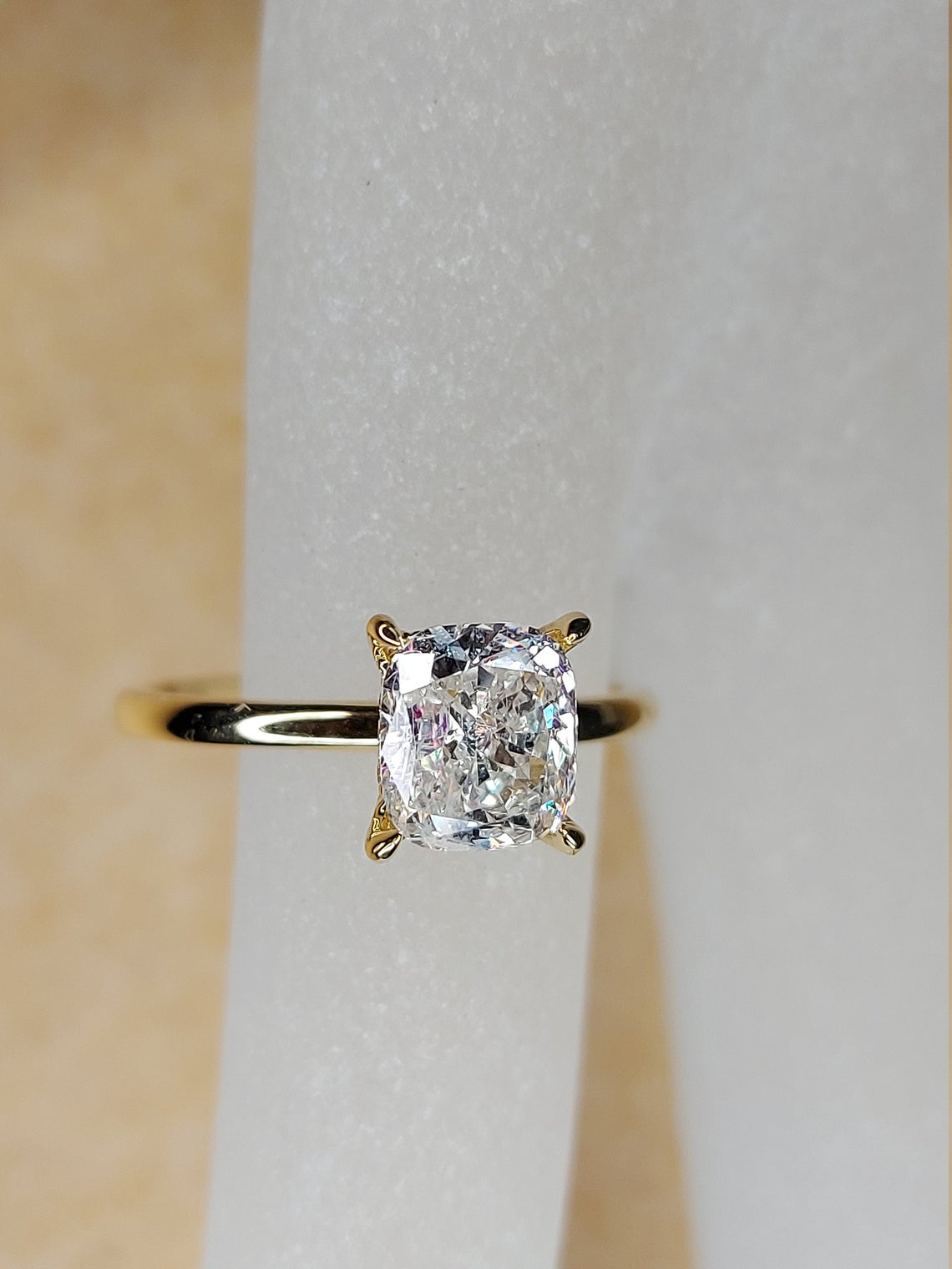 1 CT Cushion Cut Diamond 925 Sterling Silver Solitaire Engagement Ring