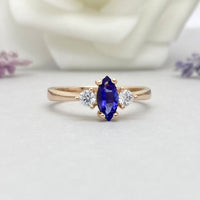 1 CT Marquise Cut Tanzanite Rose Gold Over On 925 Sterling Silver Three Stone Ring