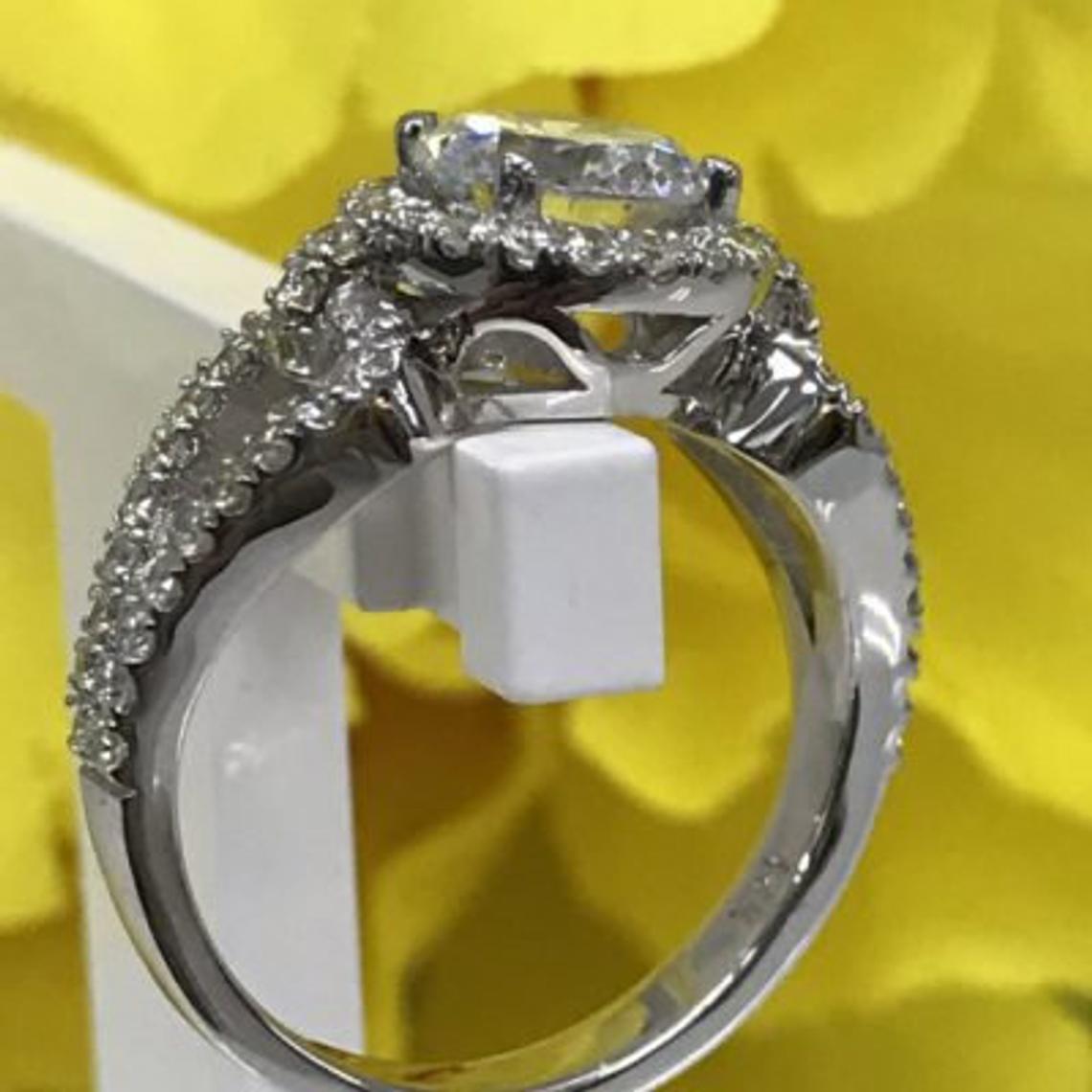 1 CT 925 Sterling Silver Round Cut Diamond Women Halo Anniversary Ring