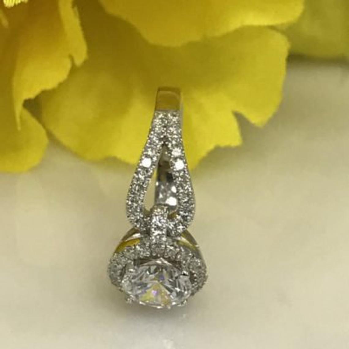 1 CT 925 Sterling Silver Round Cut Diamond Women Halo Anniversary Ring