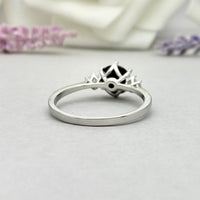 1 CT Round Cut Black Onyx Diamond 925 Sterling Silver Three Stone Wedding Promise Ring