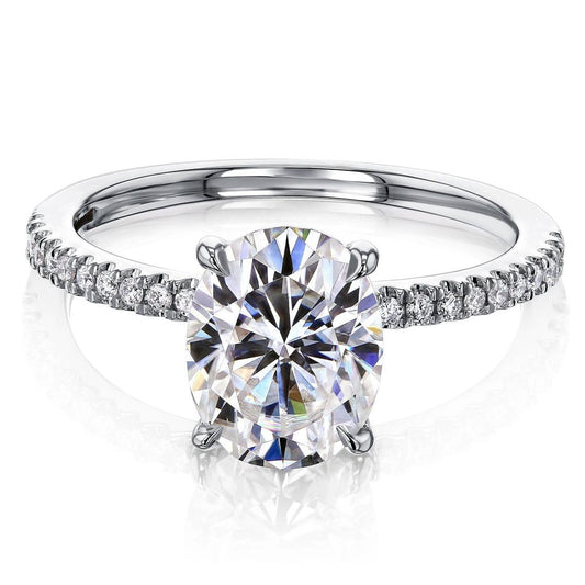 2 CT 925 Sterling Silver Oval Cut Diamond Engagement Solitaire Ring