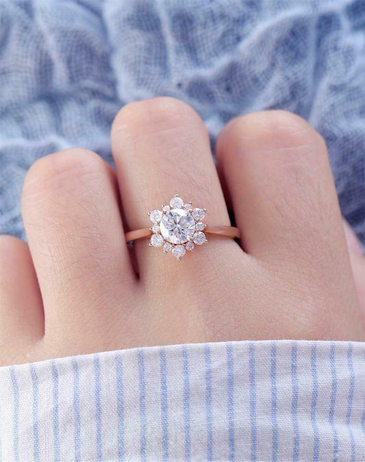 2 CT Round Cut Diamond 925 Sterling Silver Halo Wedding Gift Ring For Her