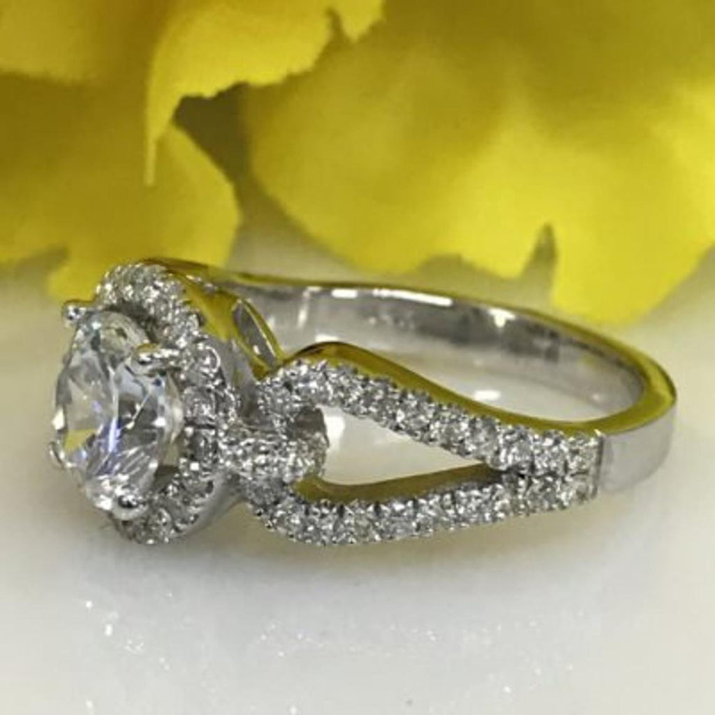1 CT 925 Sterling Silver Round Cut Diamond Women Halo Anniversary Ring