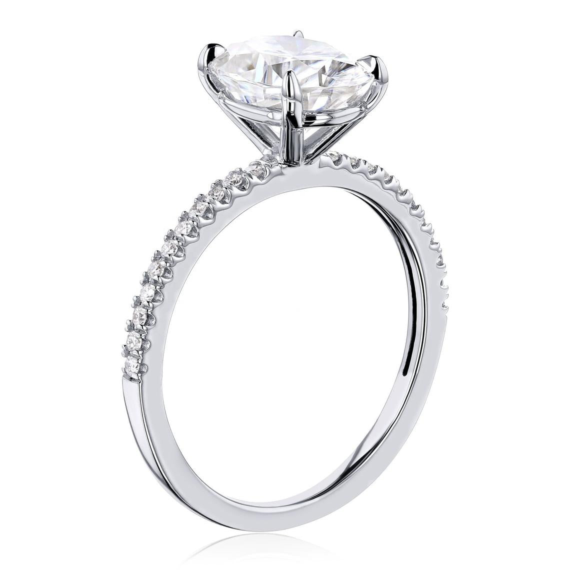 2 CT 925 Sterling Silver Oval Cut Diamond Engagement Solitaire Ring