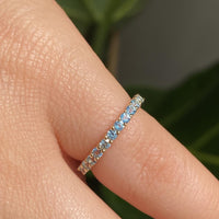 1 CT Round Cut Blue Topaz Diamond 925 Sterling Silver Full Eternity Wedding Band Ring