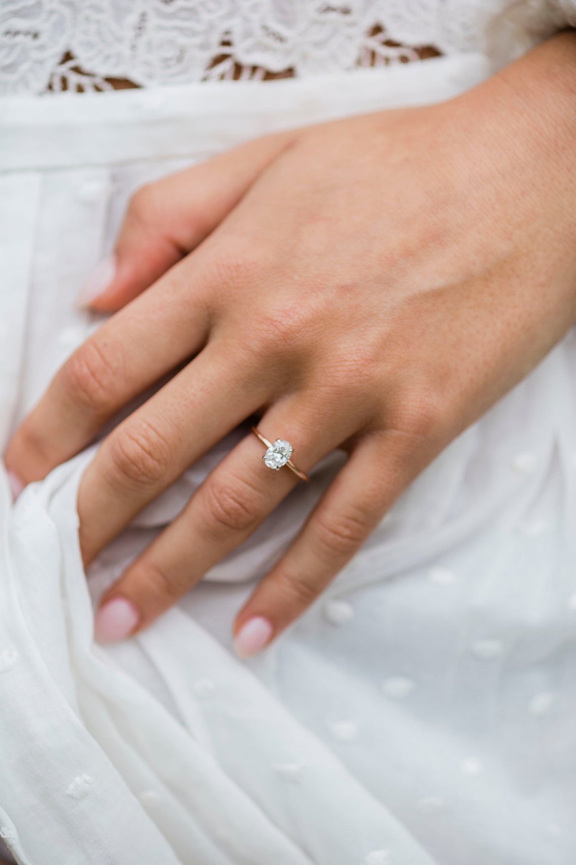1.20 CT Oval Cut Diamond Rose Gold Over On 925 Sterling Silver Solitaire Ring