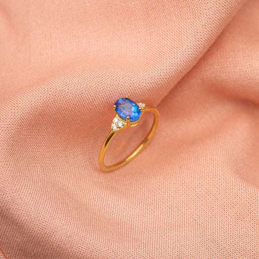 1 CT Oval Cut Blue Topaz Diamond 925 Sterling Silver Halo Engagement Ring