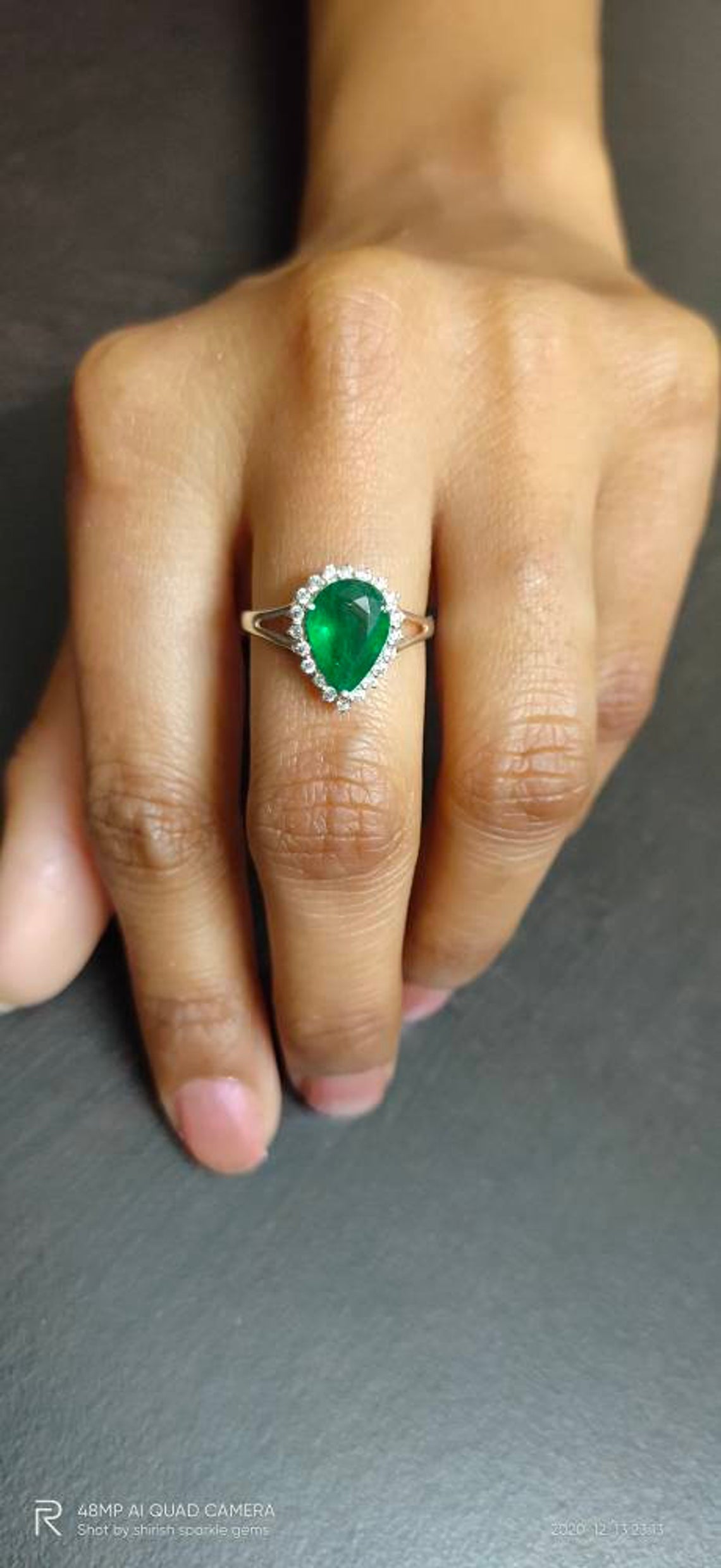 1 CT Pear Cut Emerald Diamond 925 Sterling Silver Halo Engagement Ring