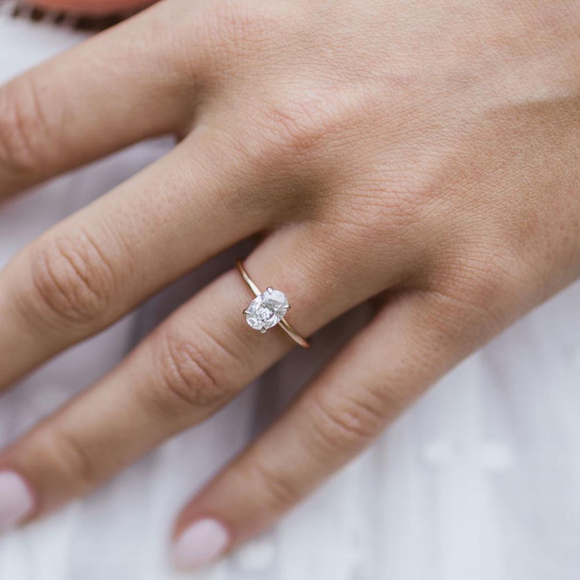 CT Oval Cut Diamond Rose Gold Over On 925 Sterling Silver Solitaire Ring