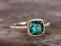 1.75 Ct Cushion Cut Green Emerald 925 Sterling Silver Halo Engagement Ring