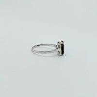 1 CT  Emerald Cut Red Garnet White Gold Over On 925 Sterling Silver Solitaire Promise Ring