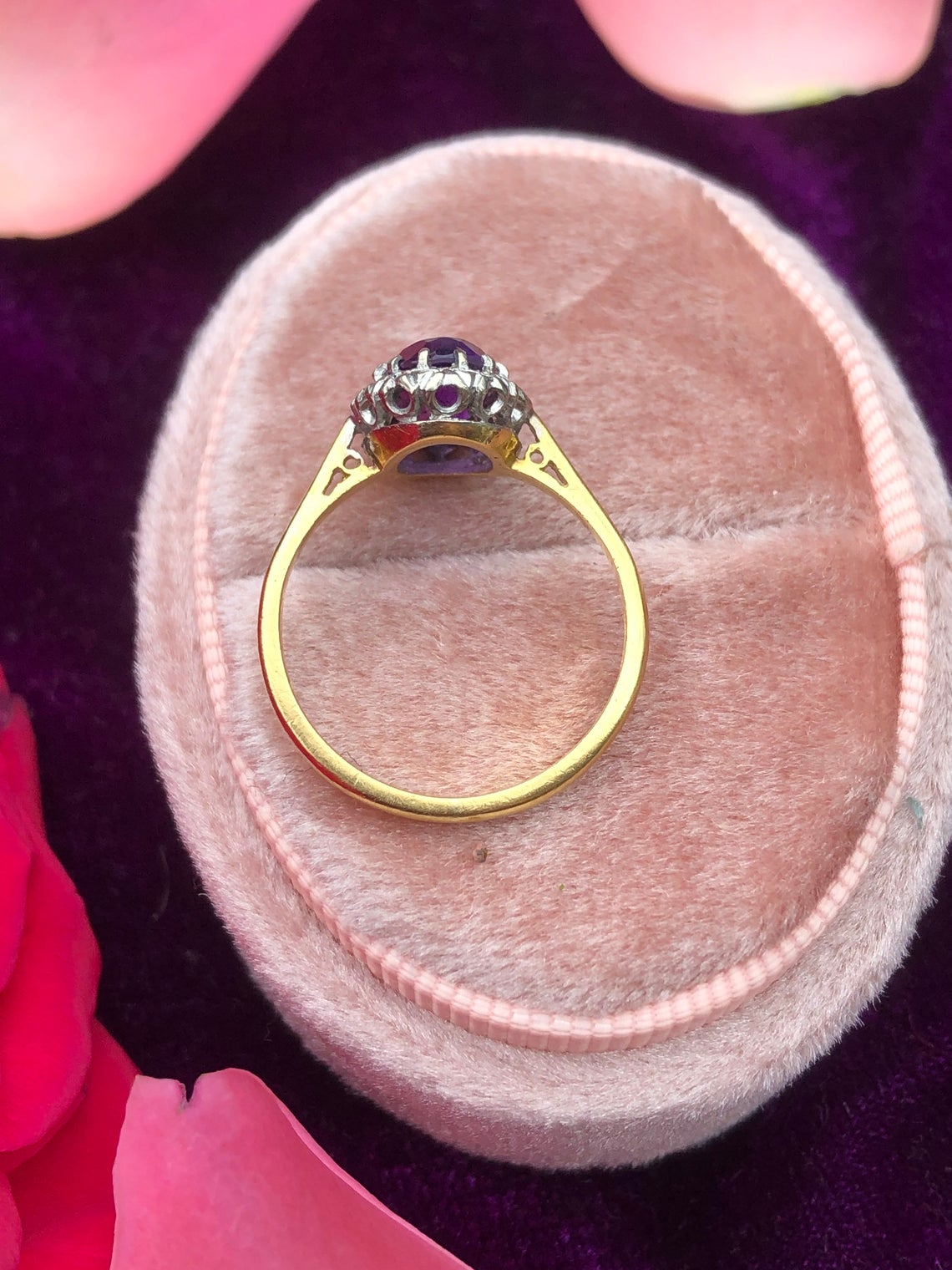 1 CT Oval Cut Amethyst & Diamond 925 Sterling Silver Halo Engagement Ring