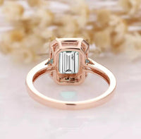 2 CT Emerald Cut Diamond 925 Sterling Silver Halo Engagement Ring for her