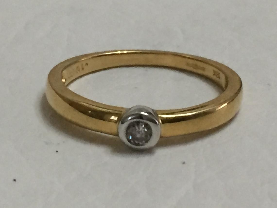 0.20 CT Round Cut Diamond Yellow and White Gold Over Solitaire Engagement Ring