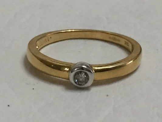 0.20 CT Round Cut Diamond Yellow and White Gold Over Solitaire Engagement Ring