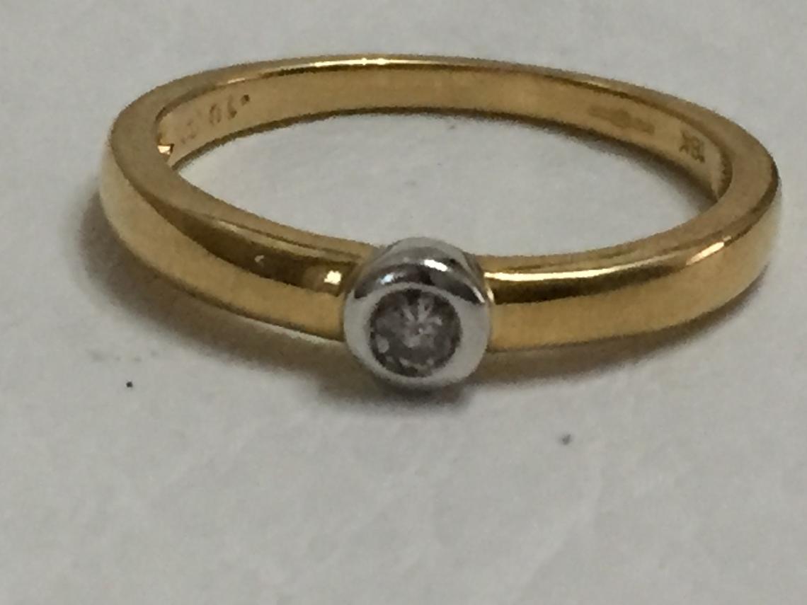 0.20 CT Round Cut Diamond Yellow and White Gold Over Solitaire Engagement Ring