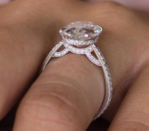 2 CT Oval Cut  Diamond 925 Sterling Silver Unique Wedding Engagement Halo Ring - atjewels.in