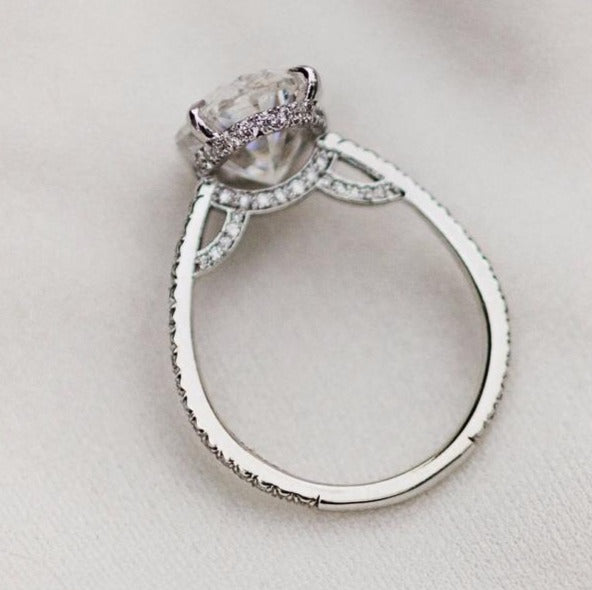 2 CT Oval Cut  Diamond 925 Sterling Silver Unique Wedding Engagement Halo Ring - atjewels.in