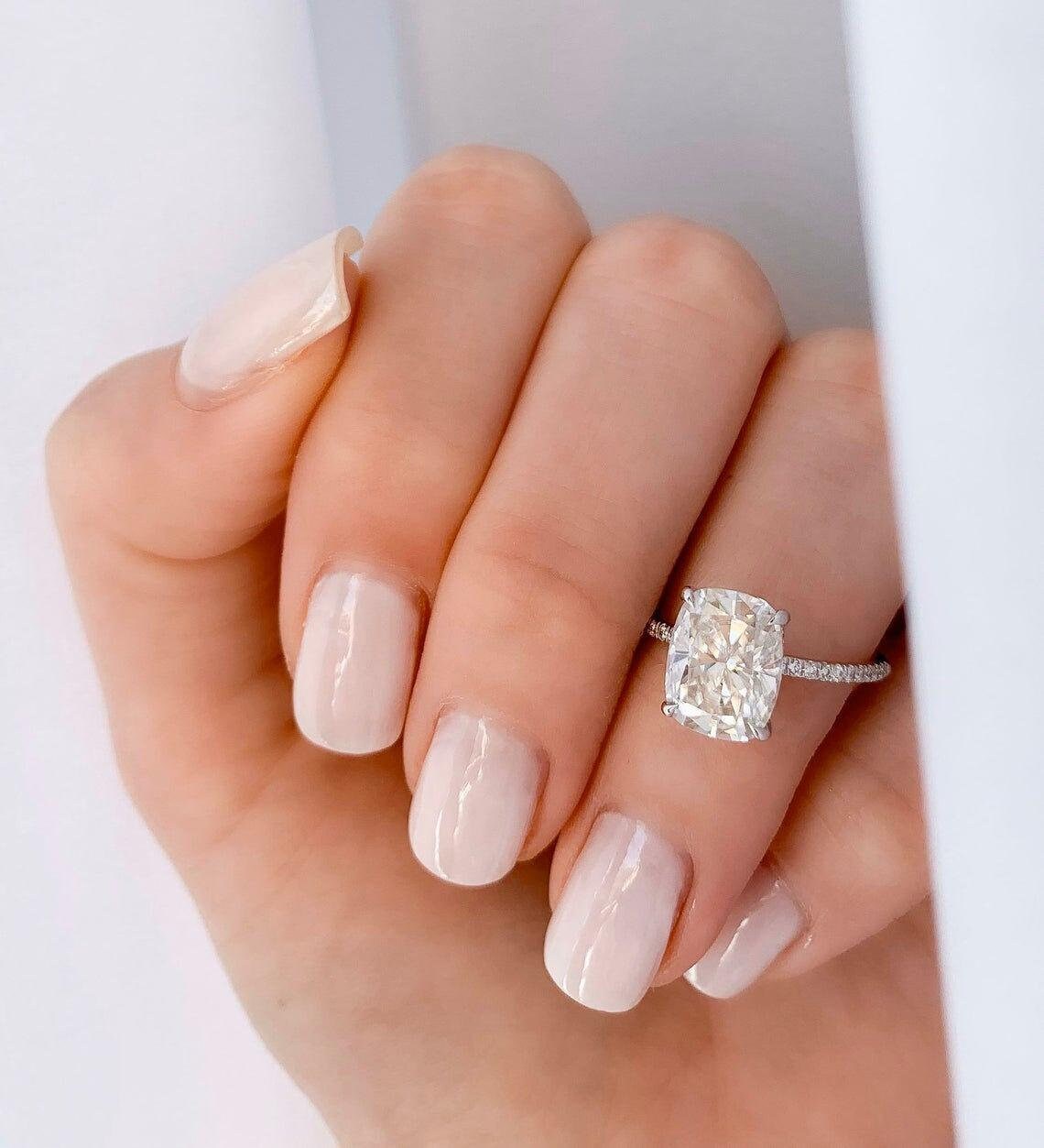 2.50 Ct Cushion Cut  925 Sterling Silver Solitaire W/Accents Engagement Ring