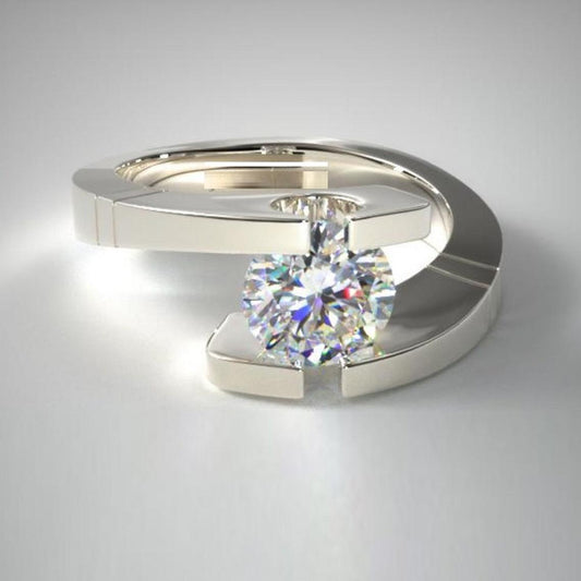 2 CT Round Cut Diamond 925 Sterling Silver Solitaire Halo Wedding Bypass Ring Gift For Her