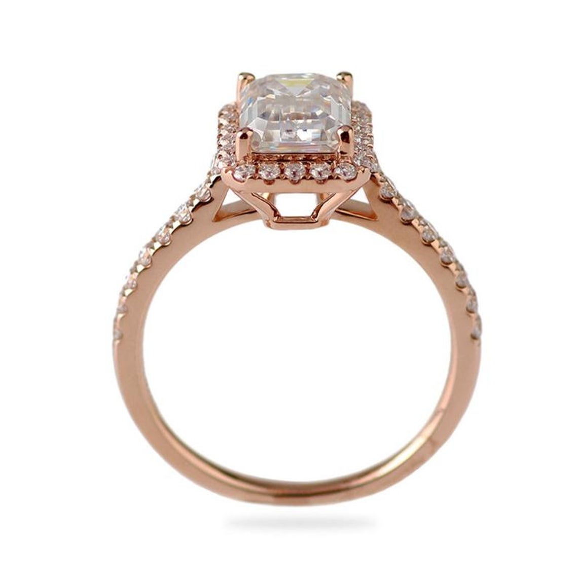 2 CT Emerald Cut Diamond 925 Sterling Silver Halo Anniversary Ring