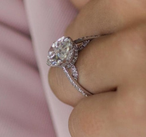 2 CT Oval Cut  Diamond 925 Sterling Silver Unique Wedding Engagement Halo Ring - atjewels.in