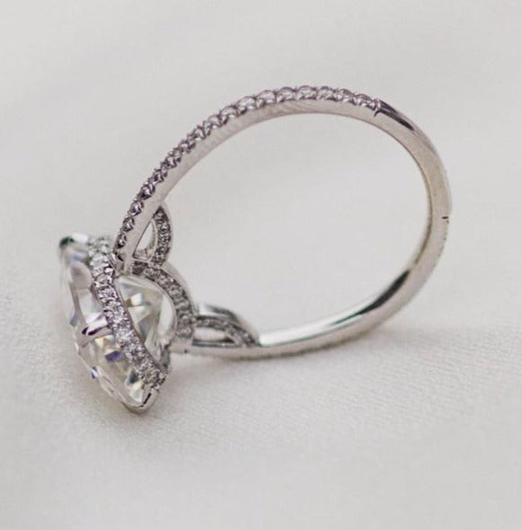 2 CT Oval Cut  Diamond 925 Sterling Silver Unique Wedding Engagement Halo Ring - atjewels.in