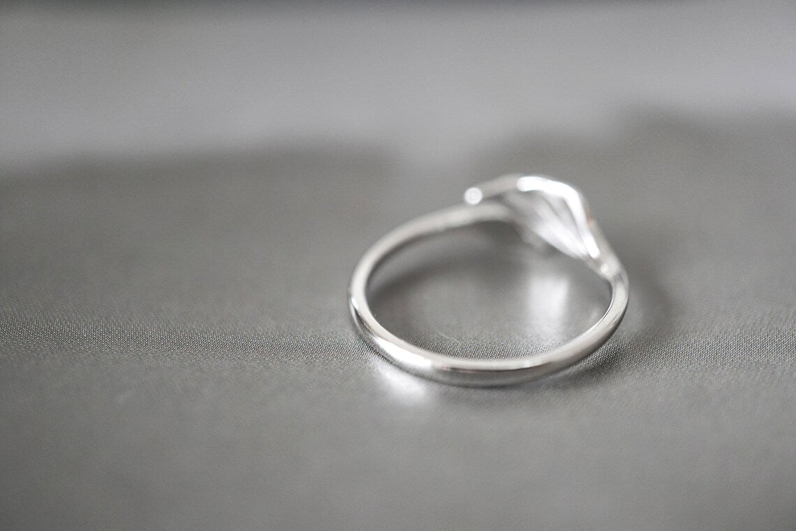 Tiny Swan Ring White Gold Over On 925 Sterling Silver Simple & Unique Ring