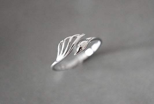 Tiny Swan Ring White Gold Over On 925 Sterling Silver Simple & Unique Ring