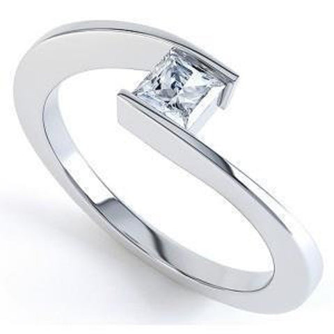 1 CT Princess Cut Diamond 925 Sterling Silver Unisex Bypass Anniversary Solitaire Ring